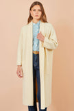 Yumi elfenbensfarvet strikket maxi-cardigan med lommer