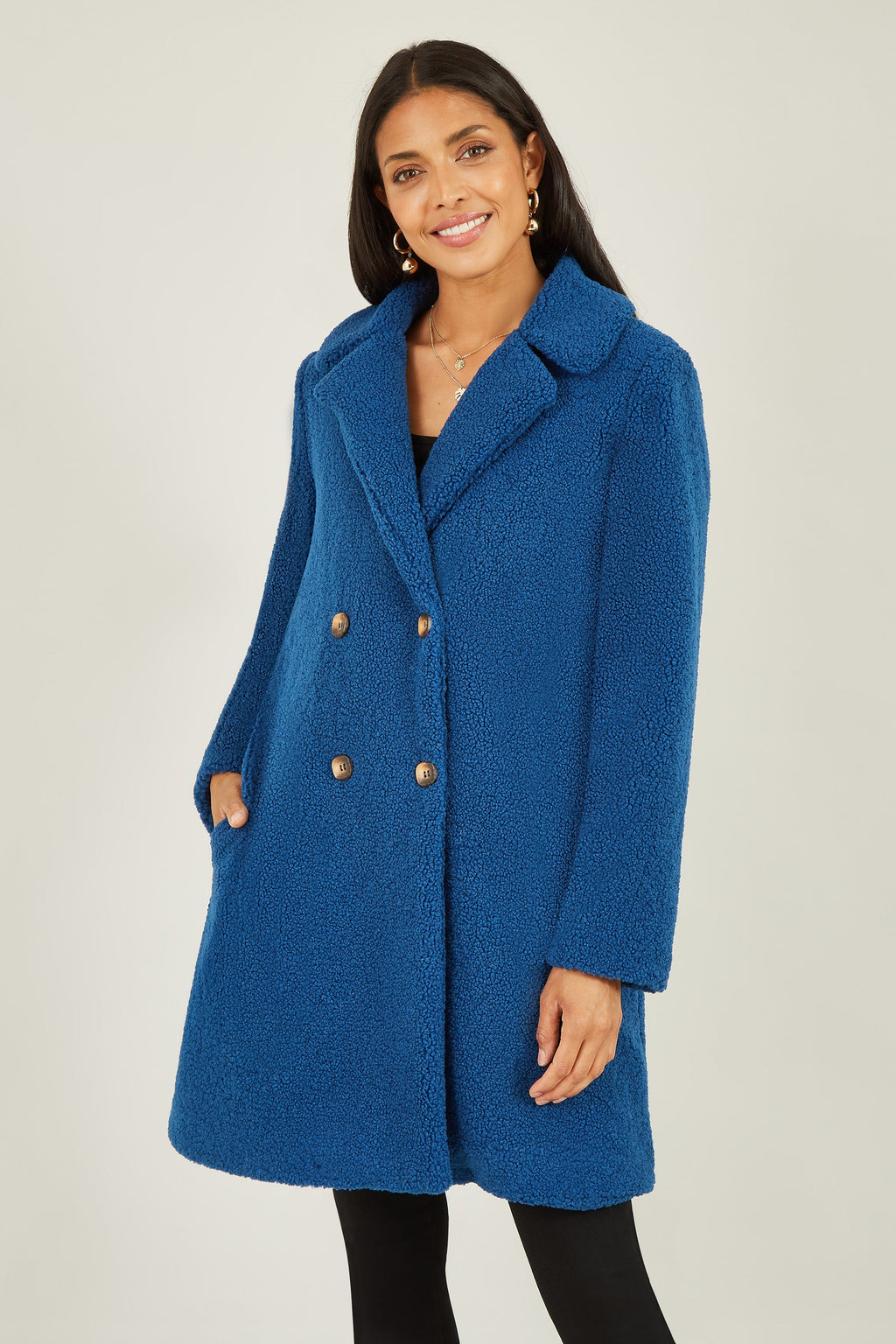 Yumi Navy Teddy Bear Coat