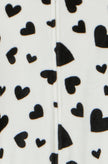 Yumi White Heart Print Onesie With Pockets
