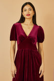 Yumi Burgundy Velvet Midi Dress