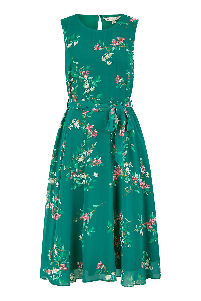 Yumi Green Daisy Print Skater Dress