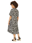 Yumi Black Organic Cotton Animal Print Tiered Tunic Dress