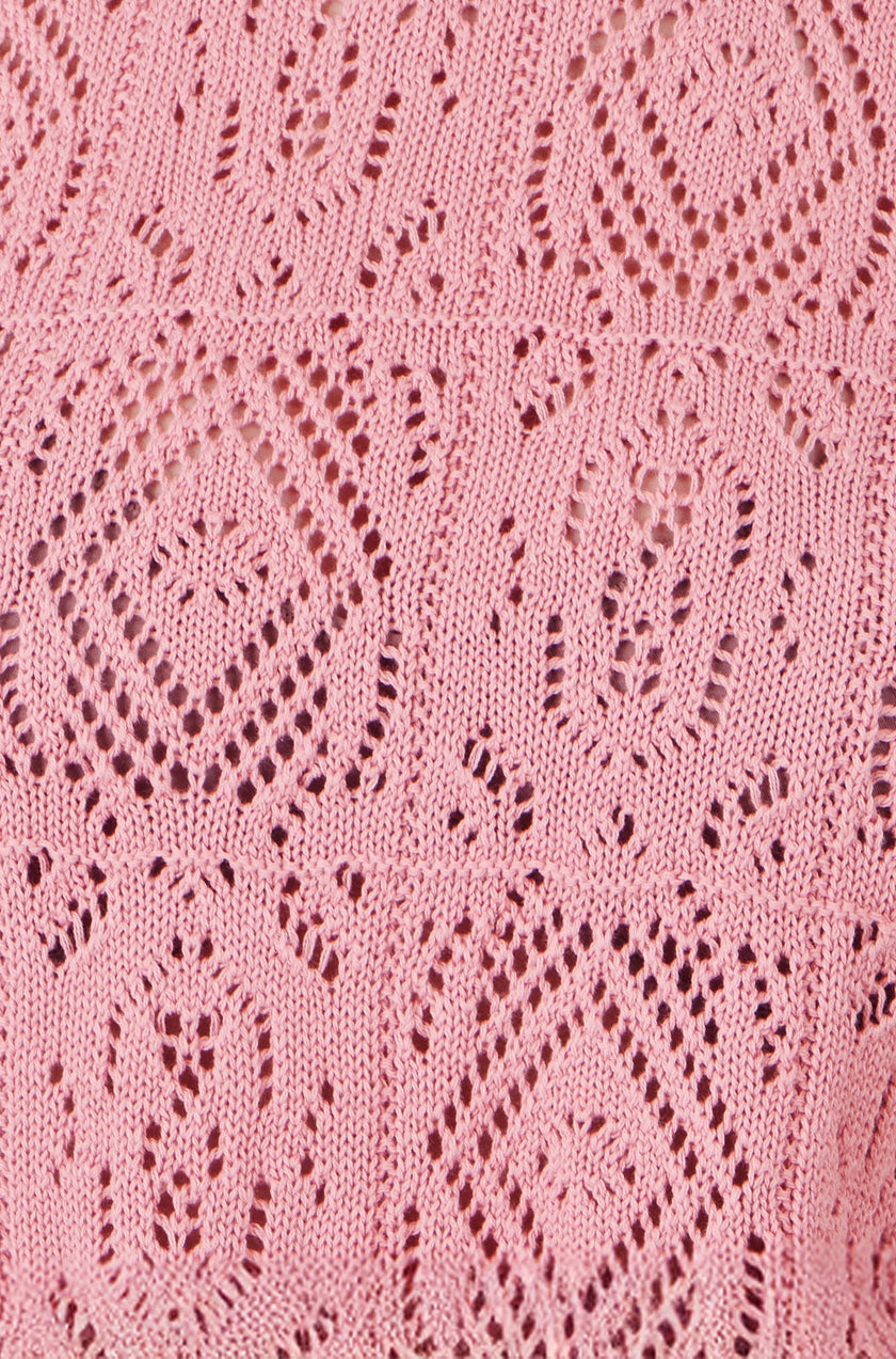 Yumi Pink Cotton Crochet Knitted Top