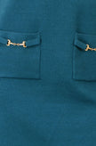 Yumi Teal Knitted Tunic Dress With Gold Hardware Details
