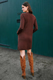 Yumi Brown Knitted Tunic Dress With Gold Hardware Details