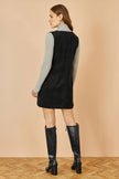 Yumi Black Cord Button Through Pinafore Dress With Pockets