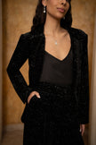 Blazer oversize scintillant en velours noir Yumi