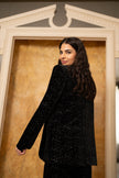 Blazer oversize scintillant en velours noir Yumi