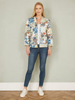 Yumi White Patchwork Print Reversible Cotton Quilted Jacket