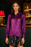 Yumi Pink Metallic Relaxed Balloon Sleeve Shirt