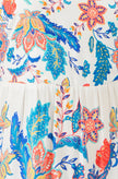 Yumi Blue Boho Block Print Tiered Maxi Dress