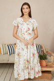 Yumi White Floral Broderie Anglaise Wrap Midi Dress