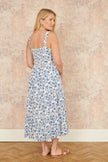 Yumi Blue Floral Broderie Anglaise Midi Sun Dress