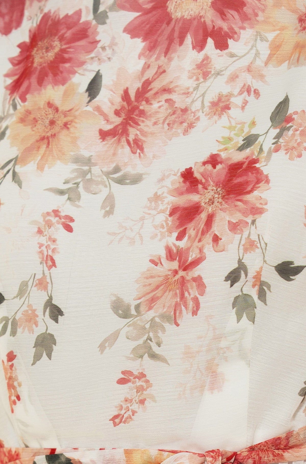 Yumi White Mirror Floral Design Pleated Midi Dress