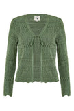 Yumi Green Crochet Tie Front Cardigan