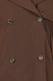 Trench corto marrone Yumi con fodera a quadri