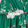 Yumi Green Bird and Floral Print Midi Wrap Dress