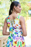 Yumi Multicolour Abstract Flower Maxi Dress With Tie Back