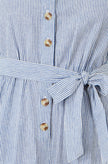 Yumi Blue Cotton Stripe Button Through Jumpsuit