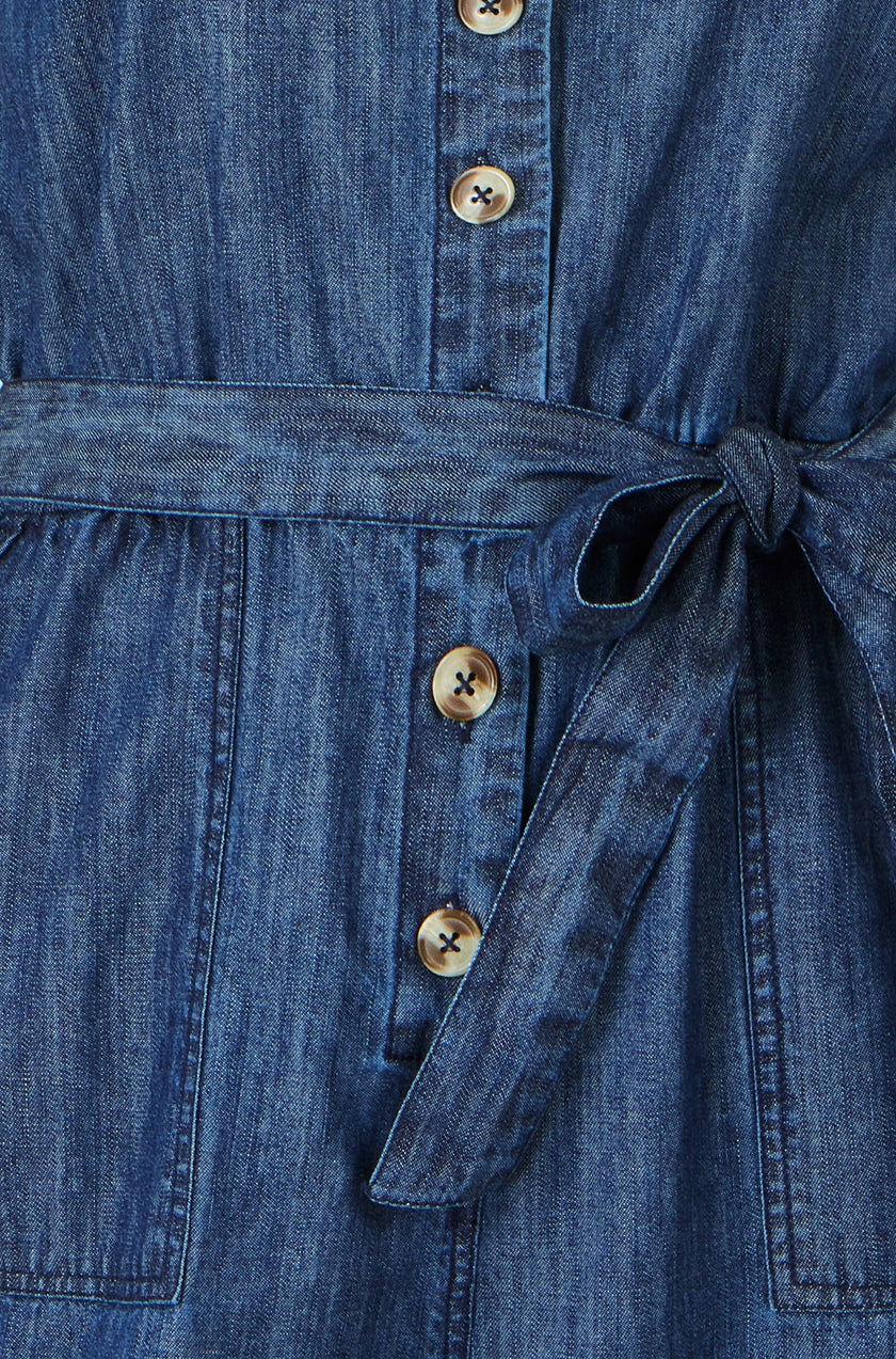 Yumi Blue Chambray Button Through Jumpsuit