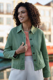 Yumi Green Canvas Jacket With Patch Pockets