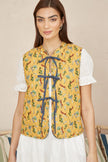 Yumi Blue Chambray Cotton Quilted Reversible Vest