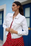 Yumi White Stretch Cotton Denim Jacket