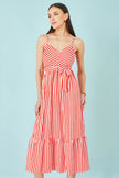 Yumi Red Stripe Midi Sun Dress
