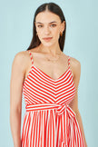 Yumi Red Stripe Midi Sun Dress