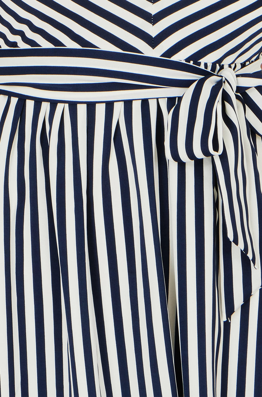 Yumi Navy Stripe Midi Sun Dress