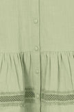 Yumi Green Cotton Lace Trim Skater Shirt Dress