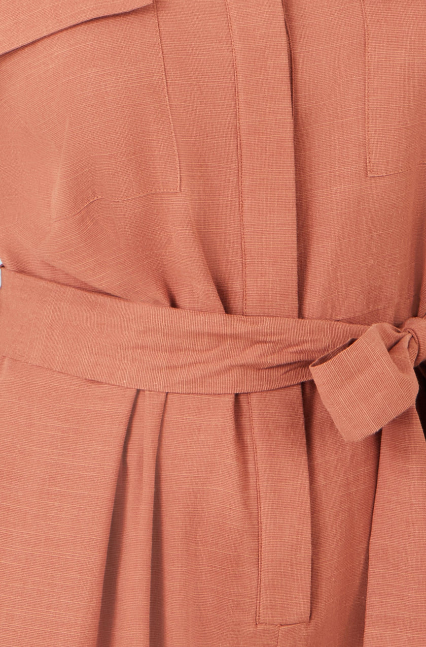 Yumi Brown Utility Relaxed Jumpsuit