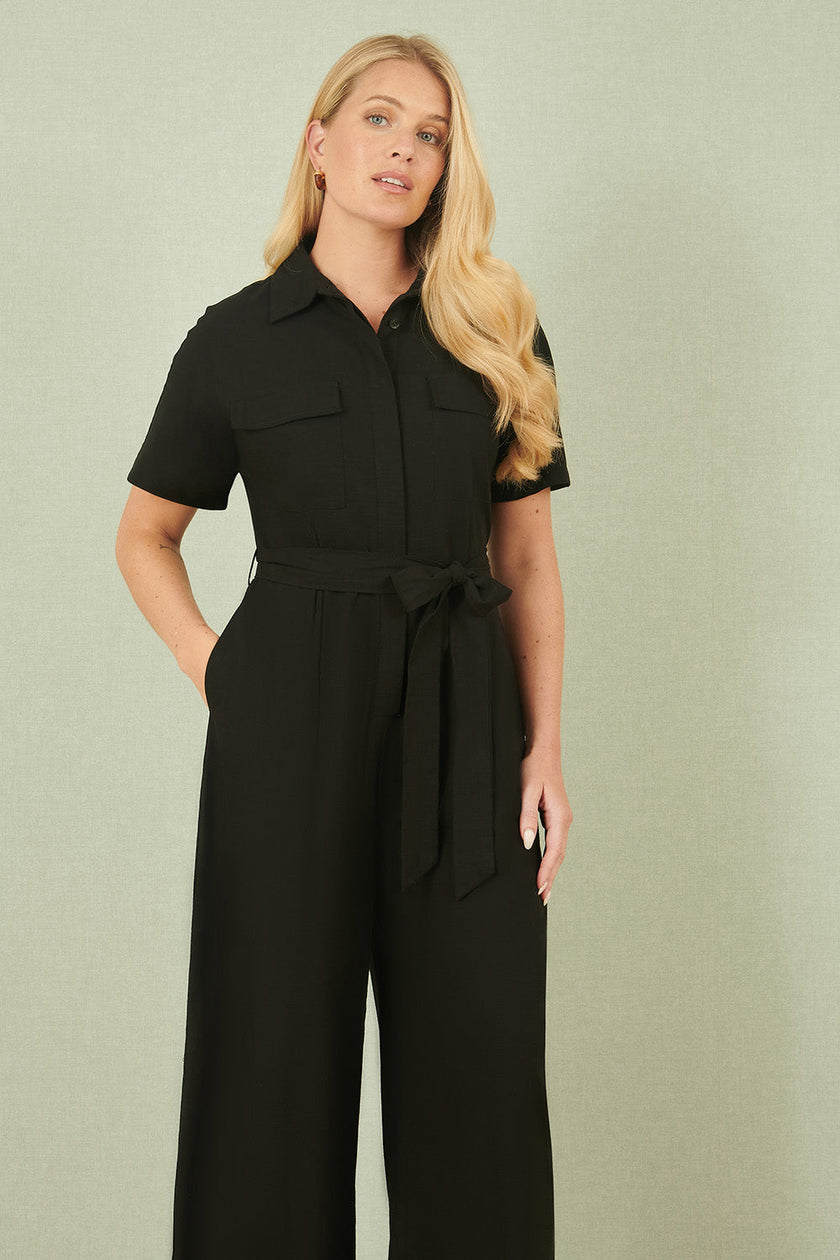 Yumi Black Utility Relaxed Fit Jumpsuit