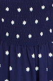 Yumi Navy Border Hemline Smocked Maxi Dress