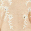 Yumi Oatmeal Floral Embroidered V Neck Relaxed Knitted Jumper