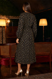 Yumi Black Foil Print Midi Dress
