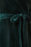 Yumi Green Velvet Wrap Midi Dress With Contrast Hemline