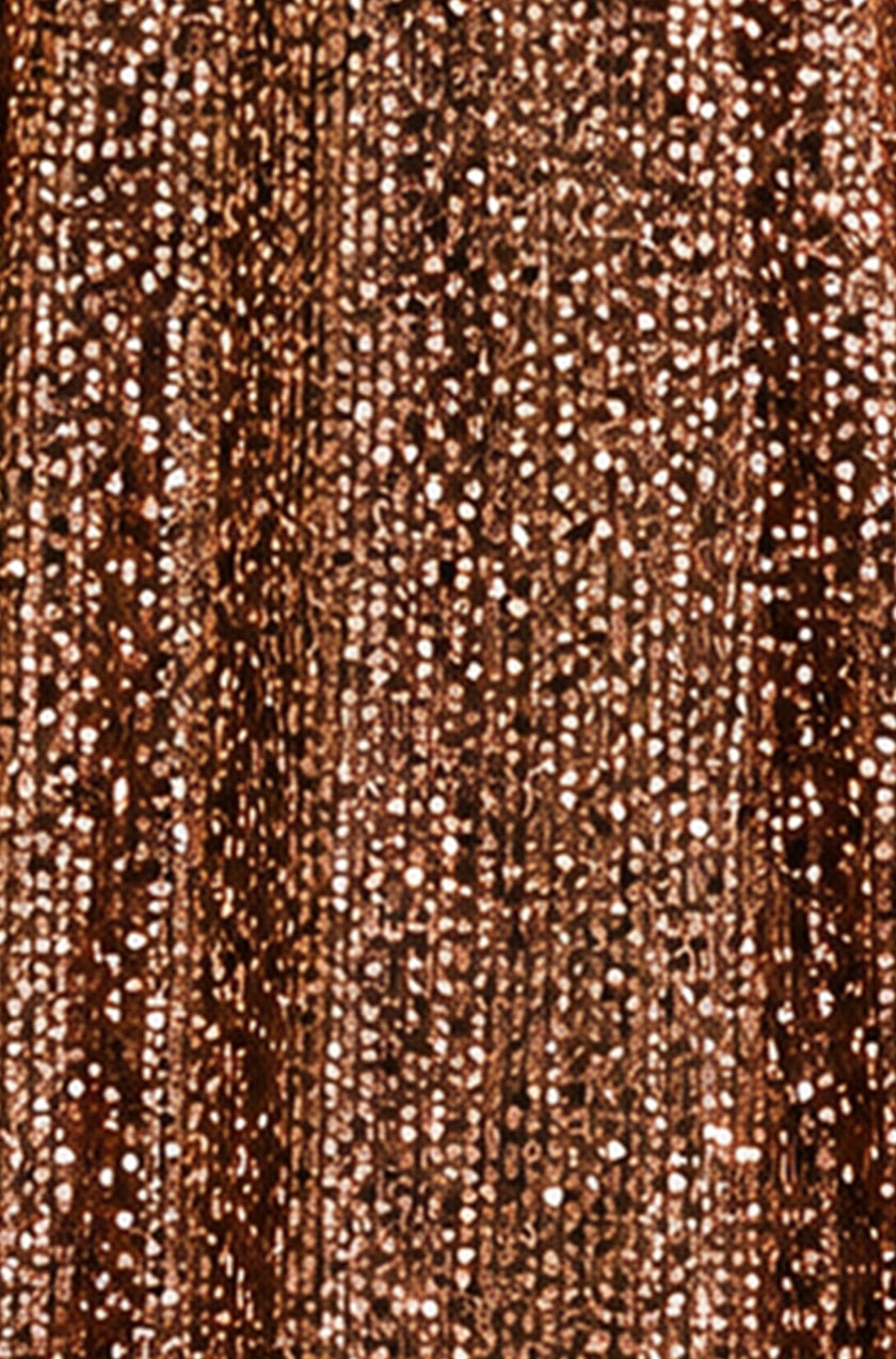Yumi Copper Sequin Long Sleeve Midi Dress