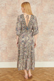 Yumi Multicolour Paisley Print Midi Kimono Dress With Tie Back