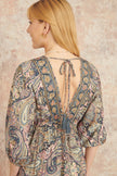 Yumi Multicolour Paisley Print Midi Kimono Dress With Tie Back