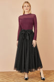 Yumi Black Sparkle Mesh Tulle Skirt With Satin Bow