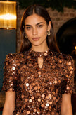 Abito tunica Yumi color rame con grandi paillettes