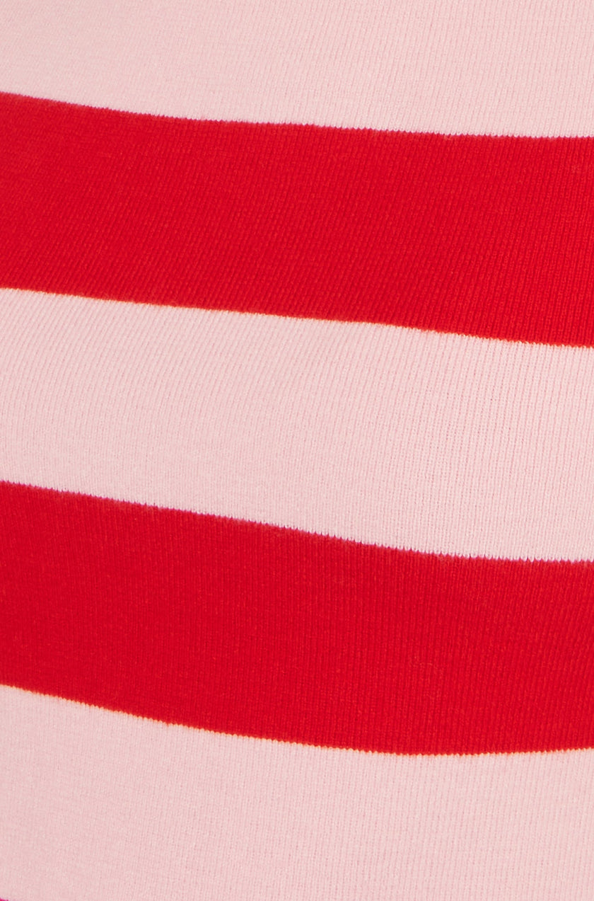 Yumi Red Block Stripe Knitted Top With Button Details