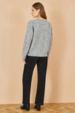 Yumi Grey Relaxed Jumper With Crochet Flowers