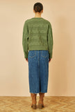Yumi Green Cable Knit Relaxed Fit Jumper