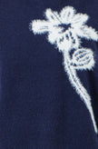 Yumi Navy Knitted Flower Sleeveless Jumper Vest