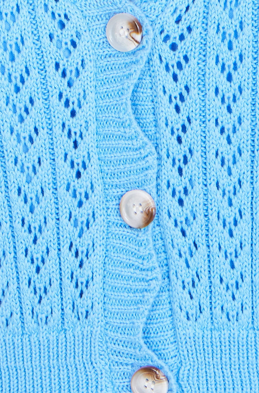 Yumi Blue Scallop Edge Crochet Knitted Midi Dress