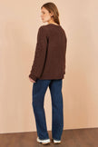 Yumi Brown Cardigan With Flower Detail Sleeves