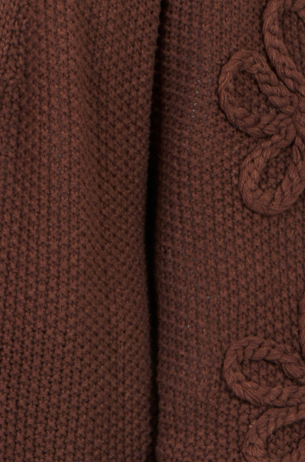 Yumi Brown Cardigan With Flower Detail Sleeves