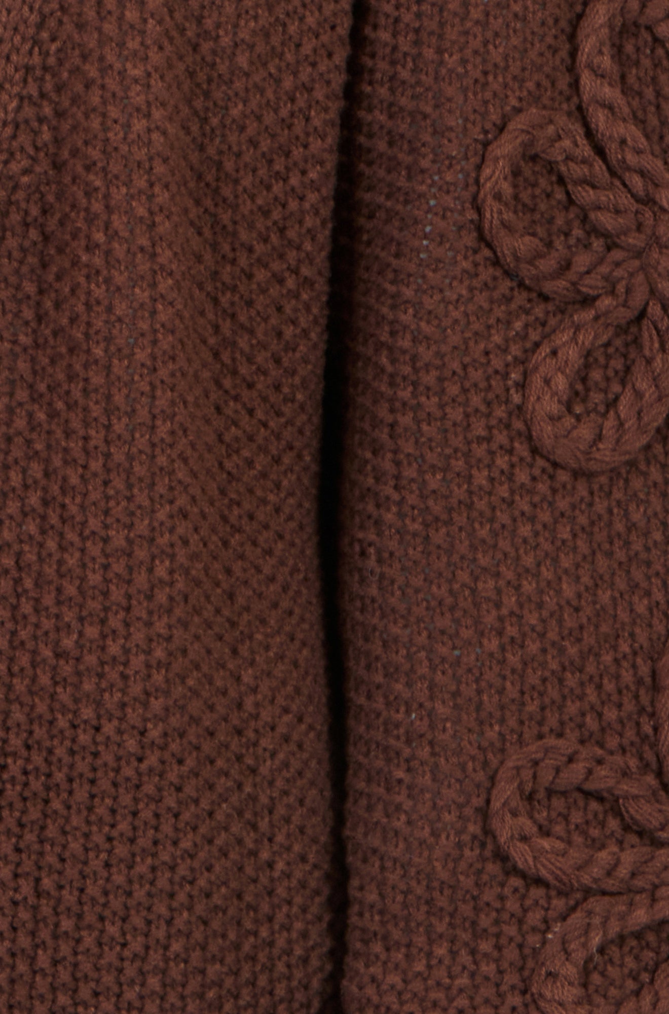Yumi Brown Cardigan With Flower Detail Sleeves
